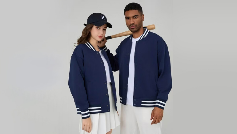 crew neck t shirt baseball jacket