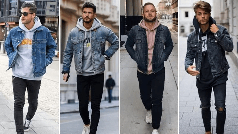 sweatshirt and denim jacket